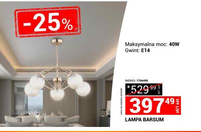Lampa BARSUM 40W E14 promocja w Merkury Market