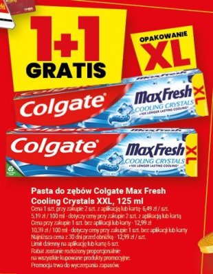 Pasta do zębów Colgate Max Fresh Cooling Crystals XXL, 125 ml promocja w Twój Market