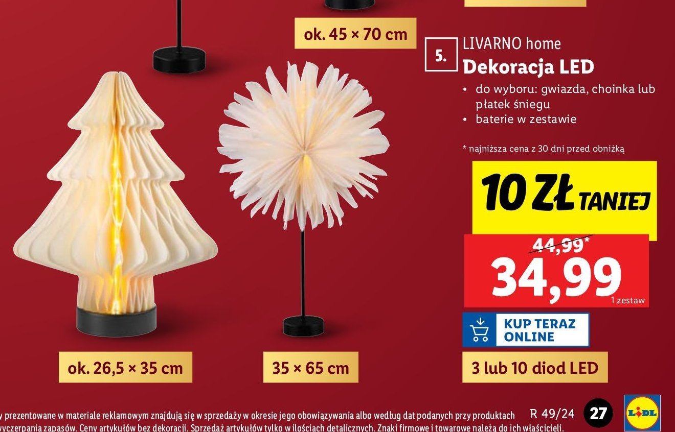 Choinka led 26.5 x 35 cm LIVARNO HOME promocja w Lidl