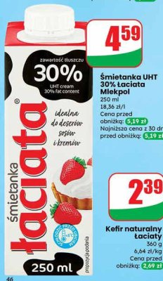 Śmietanka UHT 30% Łaciata Mlekpol promocja w Dino