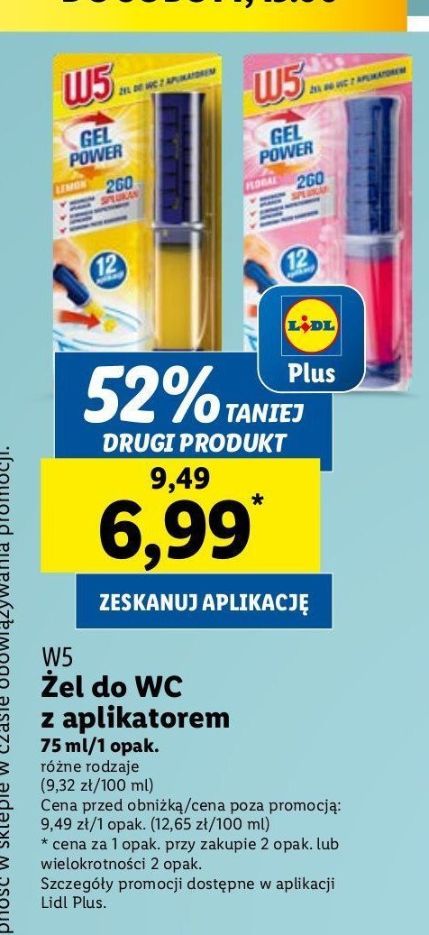 Żel do wc z aplikatorem różowy W5 promocja