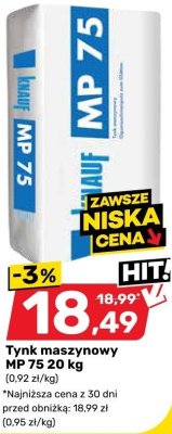 Tynk maszynowy MP 75 20 kg promocja w Bricomarche