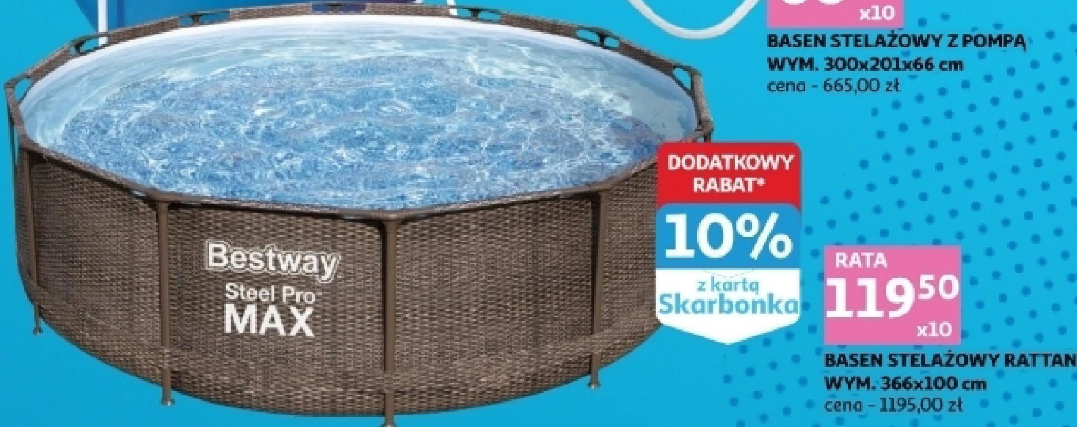 Basen na stela偶u rattan 366 x 100 cm poj. 9150 l Bestway promocja