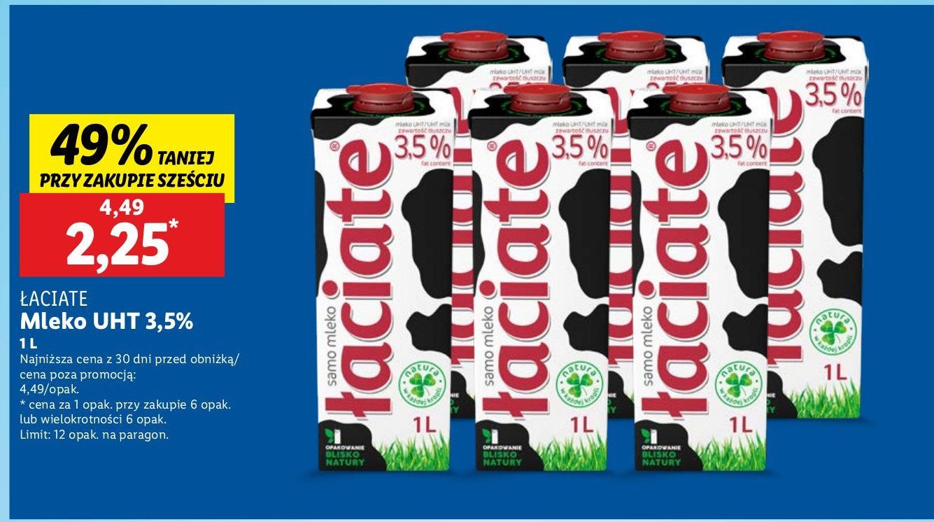 Mleko 3.5% Łaciate promocja w Lidl