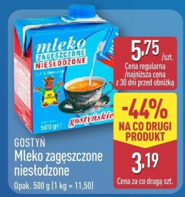 Mleko Gostyń zagęszczone niesłodzone promocja w Aldi