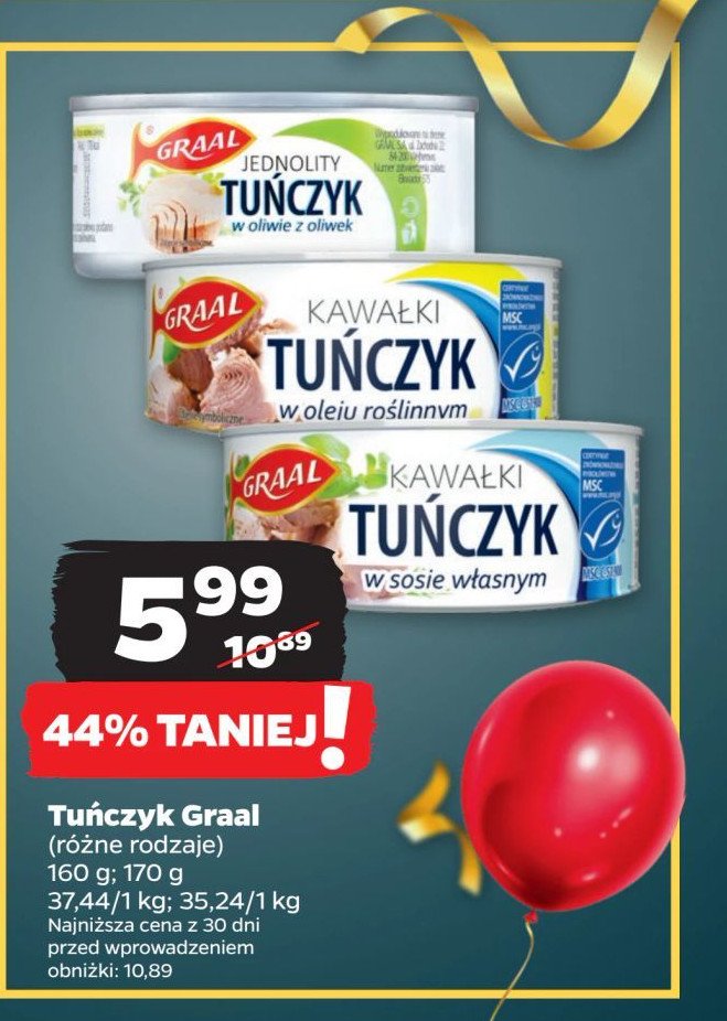 Tuńczyk w oliwie z oliwek Graal promocja