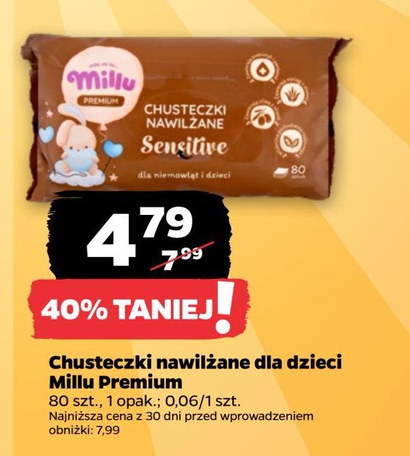 Chusteczki nawilżane sensitive Millu premium promocja