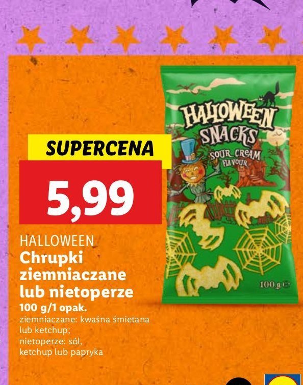 Chrupki nietoperze pomidorowe Halloween promocja