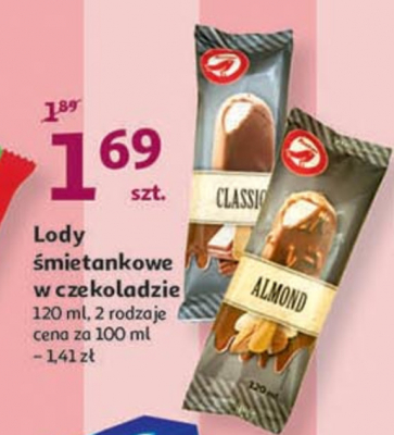Lody śmietankowo-waniliowe w czekoladzie mlecznej Auchan promocja