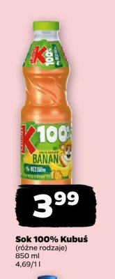 Sok 100% Kubuś (różne rodzaje) promocja w Netto
