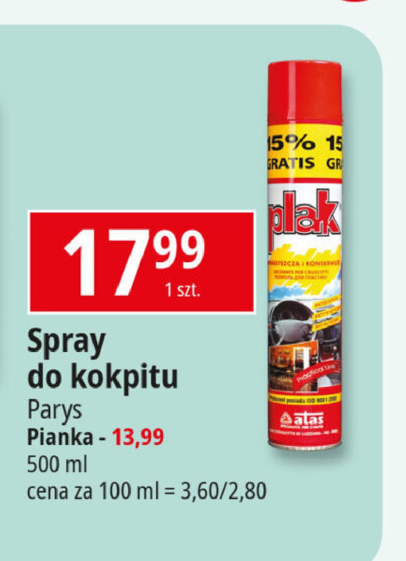 Preparat do pielęgnacji kokpitu Plak promocja w Leclerc