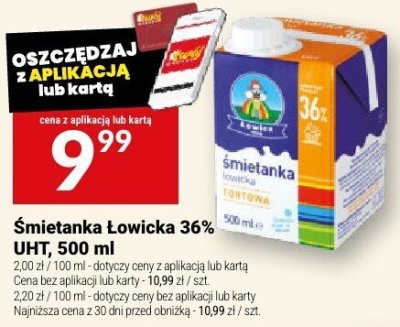 Śmietanka Łowicka 36% UHT, 500 ml promocja w Twój Market