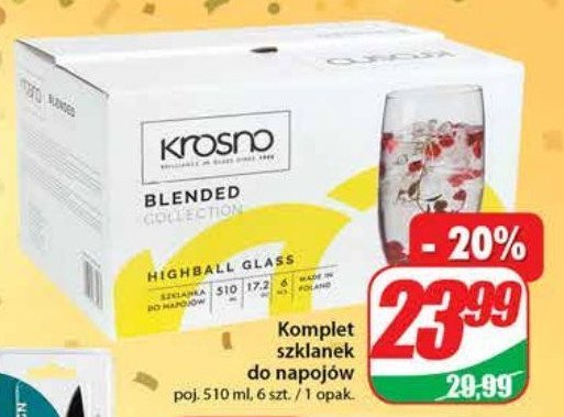 Komplet szklanek 510 ml blended Krosno s.a. promocja