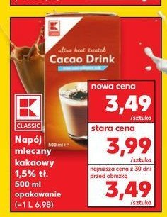 Napój mleczny kakaowy K-classic promocja
