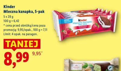 Czekolada Kinder Mleczna kanapka, 5-pak promocja w Lidl