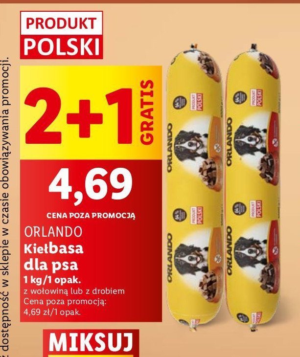 Kiełbasa dla psa z drobiem Orlando promocja