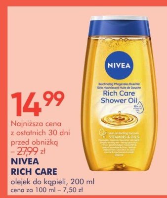 Olejek do kąpieli NIVEA RICH CARE olejek do kąpieli, 200 ml promocja w Super-Pharm