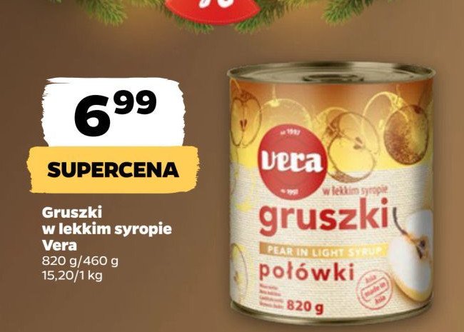 Gruszki w syropie Vera promocja w Netto