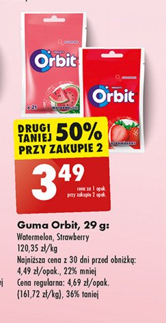 Guma do żucia strawberry saszetka Orbit promocja w Biedronka