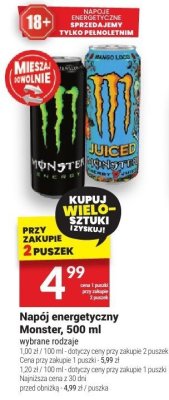 Napój energetyczny Monster 500 ml - wybrane rodzaje promocja w Twój Market