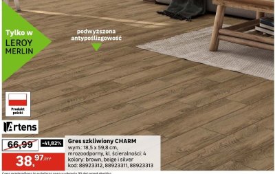 Gres szkliwiony Charm Artens promocja w Leroy Merlin