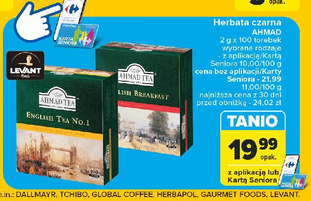 Herbata ekspresowa z zawieszką Ahmad tea london english breakfast promocja