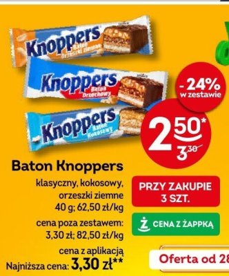 Baton Knoppers klasyczny, kokosowy, orzeszki ziemne promocja w Żabka
