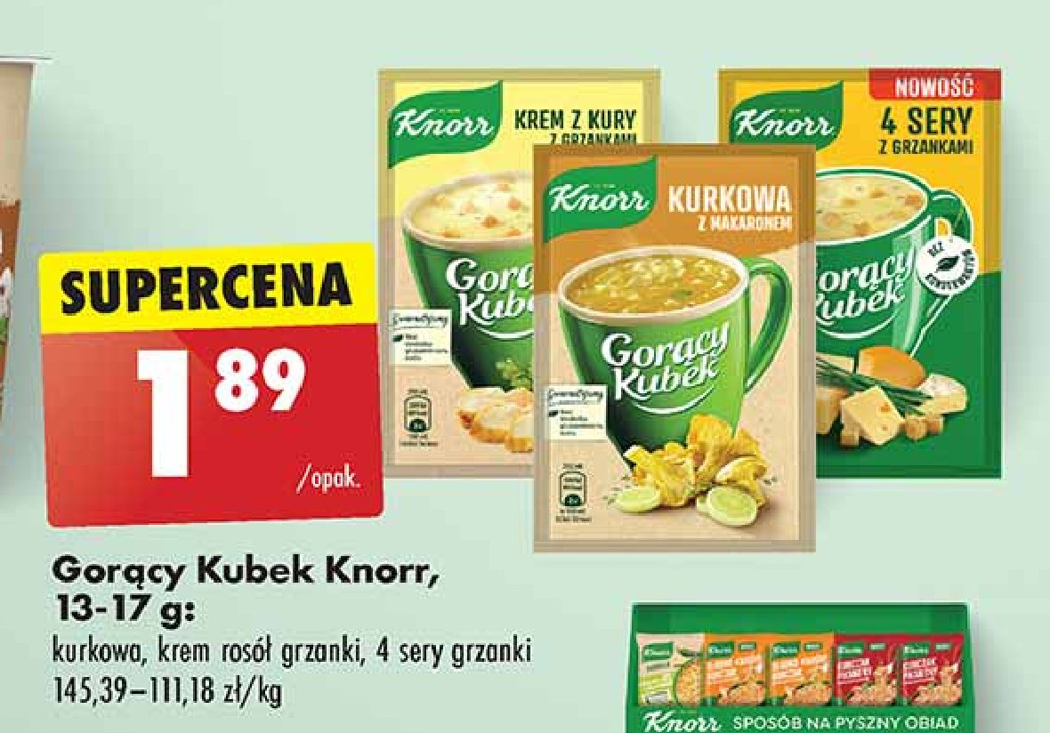 Krem z kury z grzankami Knorr gorący kubek promocja