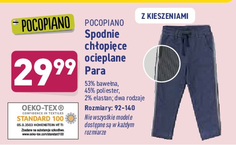 Spodnie chłopięce ocieplane 92-140 cm Pocopiano promocja