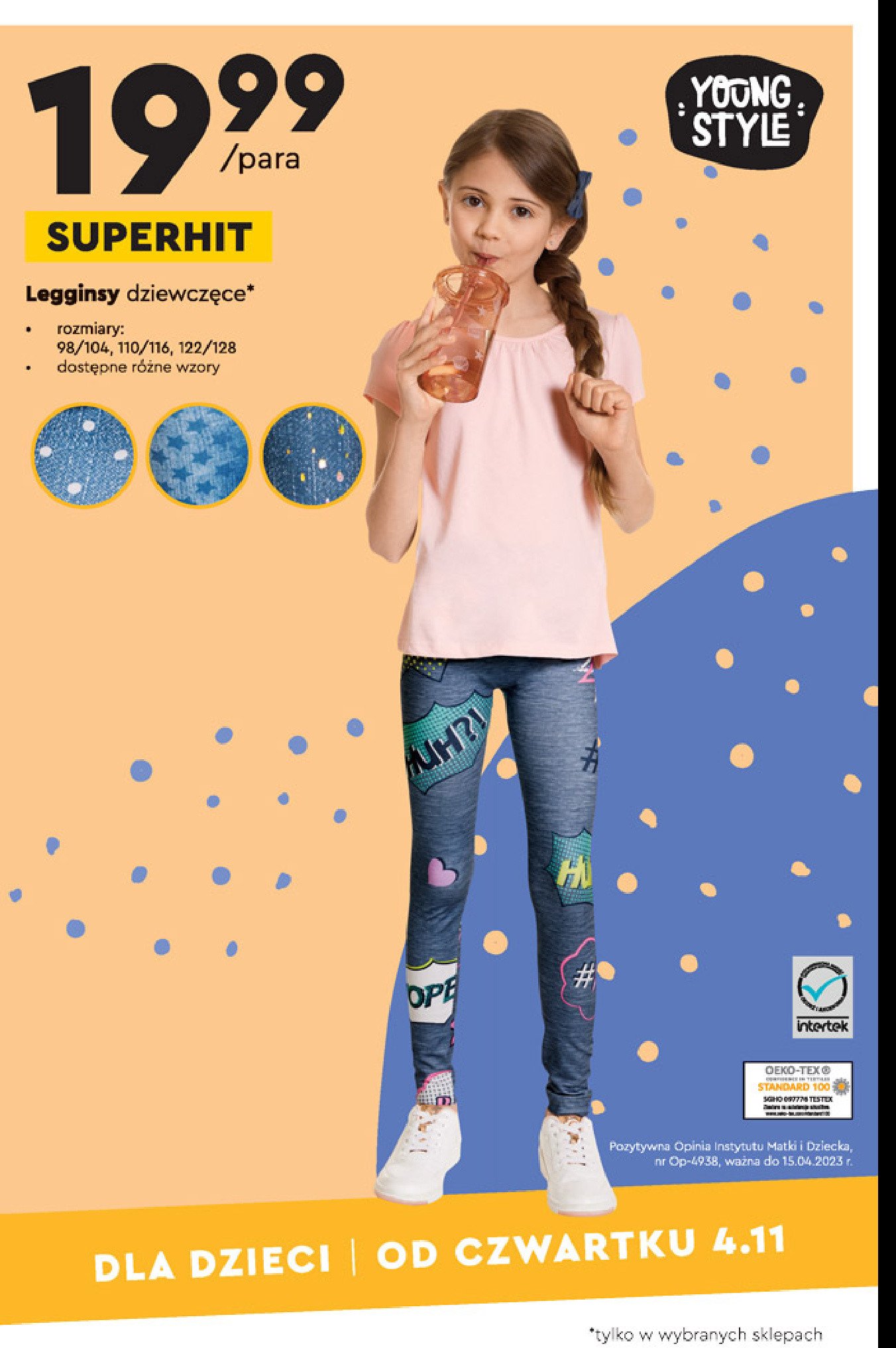 Legginsy dziewczece rozm. 98-104 cm Youngstyle promocja