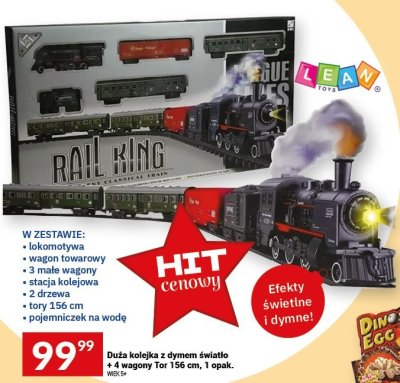 Kolejka Rail King duża z dymem światło + 4 wagony Tor 156 cm, 1 opak. promocja w Twój Market
