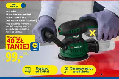 Szlifierka akumulatorowa mimośrodowa Parkside 20 V (bez akumulatora i ładowarki) promocja w Lidl