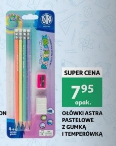 Ołówki pastelowe hb + gumka + temperówka Astra promocja