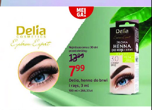 Henna żelowa do brwi i rzęs 3.0 ciemny brąz Delia eyebrow expert promocja