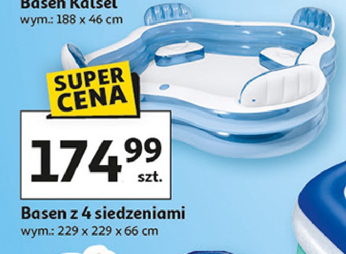 Basen familijny z siedzeniami 229 x 229 x 66 cm Intex promocja w Auchan