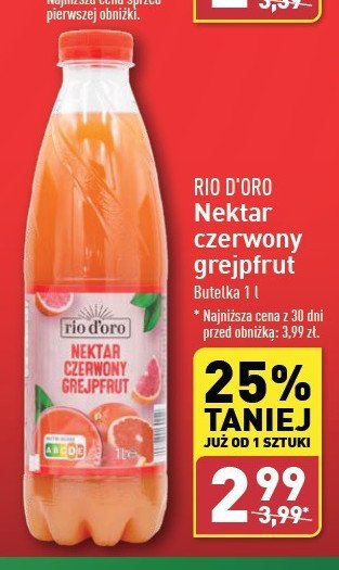 Nektar czerwony grejpfrut Rio d'oro promocja w Aldi