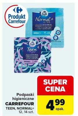 Podpaski higieniczne Carrefour Teen 12 szt. promocja w Carrefour Market
