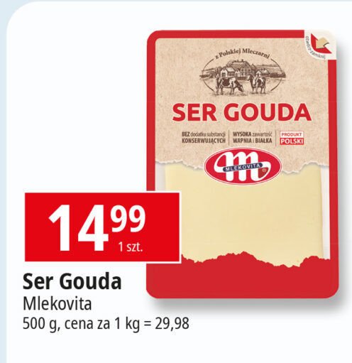 Ser gouda plastry Mlekovita promocja w Leclerc