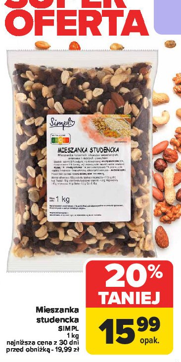 Mieszanka studencka Simply promocja w Carrefour