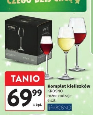 Komplet kieliszków Krosno różne rodzaje 6 szt. promocja w Intermarche