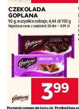 Czekolada mleczna Goplana promocja w Stokrotka