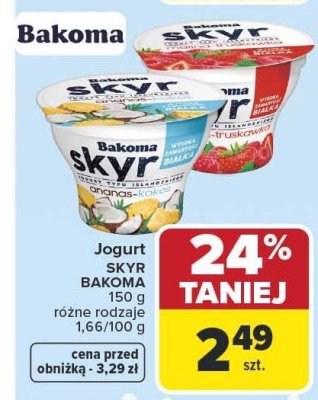 Jogurt SKYR BAKOMA 150g różne rodzaje 1,66/100g promocja w Carrefour Market