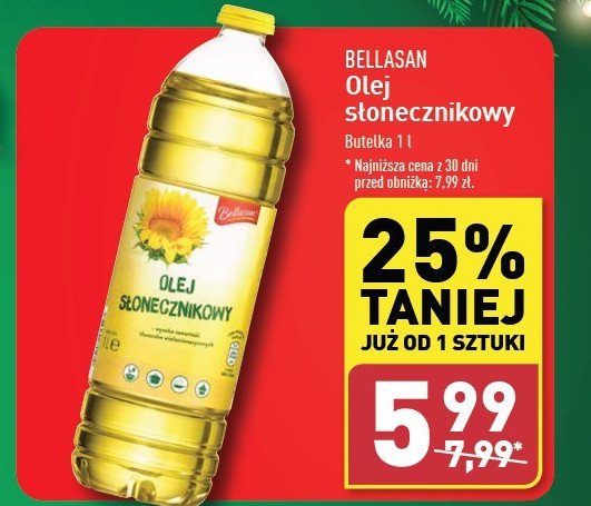 Olej słonecznikowy Bellasan promocja w Aldi