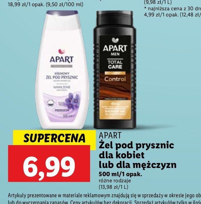 Żel pod prysznic control Apart men total care promocja w Lidl