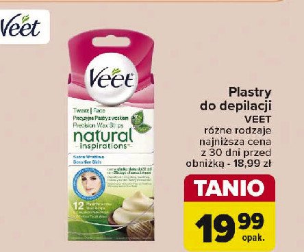 Plastry z woskiem do depilacji twarzy skóra wrażliwa Veet natural inspirations promocja