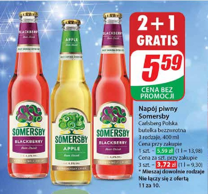 Piwo Somersby Blackberry promocja w Dino