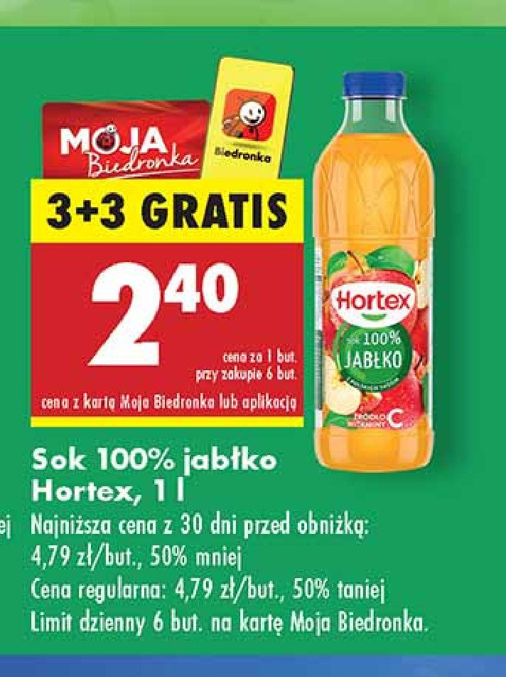 Sok jabłkowy Hortex promocja w Biedronka