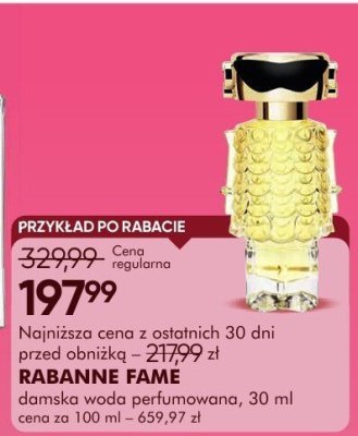 Perfumy RABANNE FAME damska woda perfumowana, 30 ml, cena za 100 ml - 659,97 zł promocja w Super-Pharm