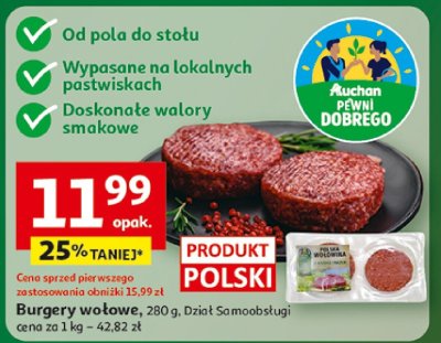 Burgery wołowe 280g Dział Samoobsługi promocja w Auchan