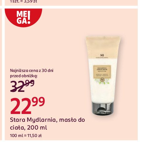 Masło do ciała patchouli & white musk Stara mydlarnia promocja w Rossmann